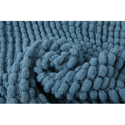 Wholesale Chenille Lightweight Warm Soft Comfortable Blue Solid Knitted Throw Blanket for Winter
