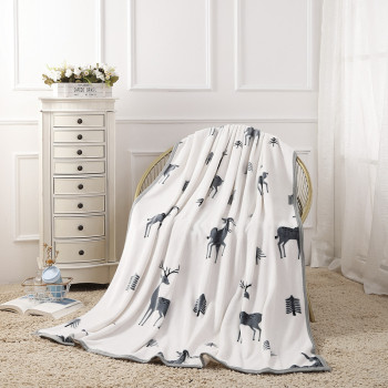 Wholesale Double Sided Printed Blanket Moose Pattern Blanket Soft Flannel Light Thin Warm