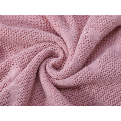 Supply Super Soft and Warm Heart Pattern Recycled Polyester Knitted Baby Blanket from China