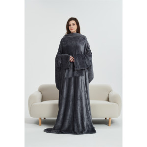 Soft Comfy Fleece Snuggy Full Body Wearable Blanket Robe with Sleeves for Women and Men