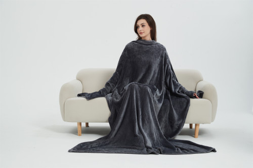 Soft Comfy Fleece Snuggy Full Body Wearable Blanket Robe with Sleeves for Women and Men