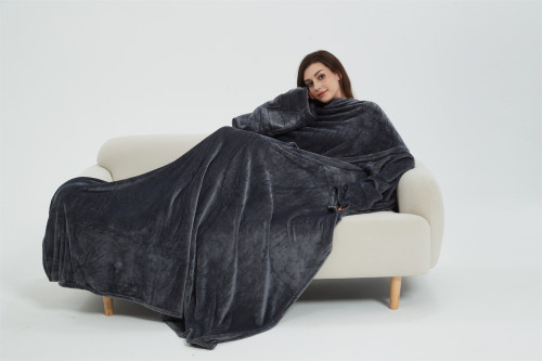 Soft Comfy Fleece Snuggy Full Body Wearable Blanket Robe with Sleeves for Women and Men