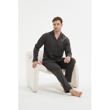 Supply Hight Quality Soft And Warm Knitted Long Sleeve Pajamas Set Knitted Sleeping Wear Set For Men