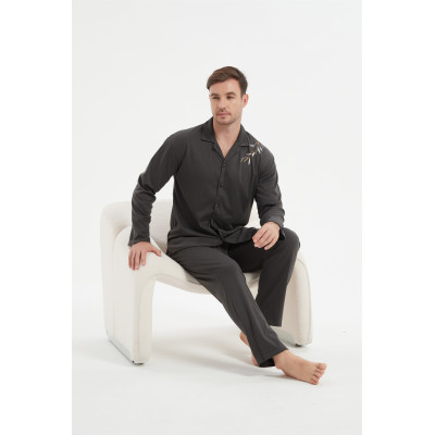 Supply Hight Quality Soft And Warm Knitted Long Sleeve Pajamas Set Knitted Sleeping Wear Set For Men