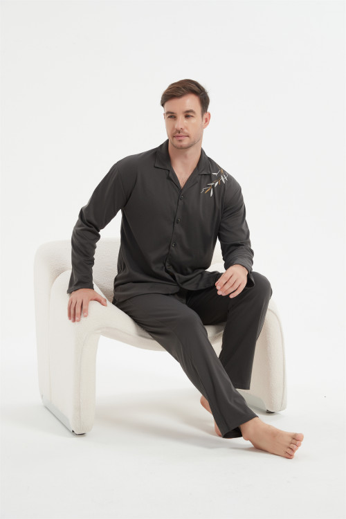 Supply Hight Quality Soft And Warm Knitted Long Sleeve Pajamas Set Knitted Sleeping Wear Set For Men