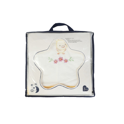 Baby Crib Bedding Set,Lovely Duck & Flower 3 Piece Standard Size Buff Crib Set OEM