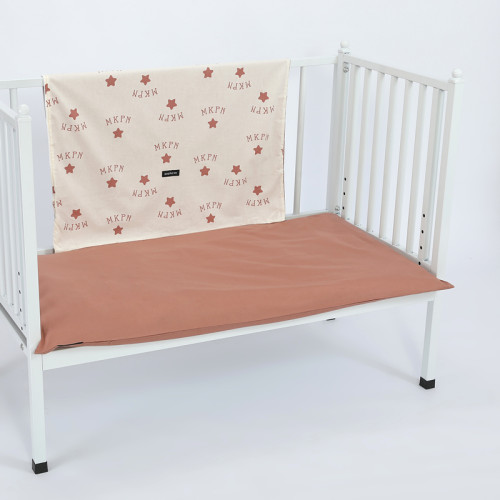 Wholesale Brown 2 Piece Crib Bedding Set,Print With Stars, Includes Quilt, Fitted Crib Sheet