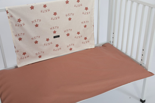 Wholesale Brown 2 Piece Crib Bedding Set,Print With Stars, Includes Quilt, Fitted Crib Sheet