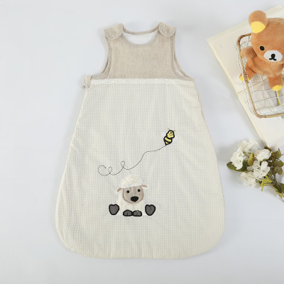 Wholesale Newborn Recyclable Knitted Baby Sleeping Bag Swaddle Wrap With Printed Cute Sheep Pattern