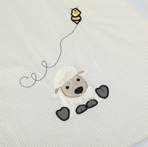 Wholesale Newborn Recyclable Knitted Baby Sleeping Bag Swaddle Wrap With Printed Cute Sheep Pattern