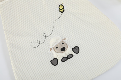 Wholesale Recycled Newborn Knitted Baby Sleeping Bag Swaddle Wrap With Printed Cute Sheep Pattern