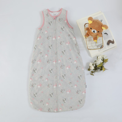 Wholesale Kids Sleeping Bag Printed With Lovely Gray & Pink Fox Patterns Baby sleeping bag with hood