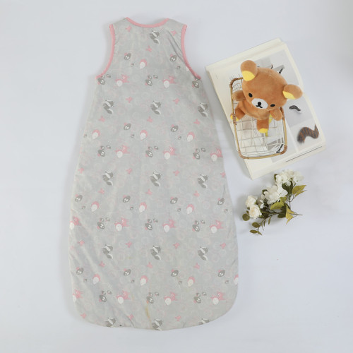 Wholesale Kids Sleeping Bag Printed With Lovely Gray & Pink Fox Patterns Baby sleeping bag with hood