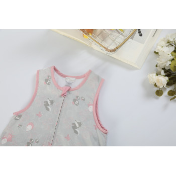Wholesale Kids Sleeping Bag Printed With Lovely Gray & Pink Fox Patterns Baby sleeping bag with hood