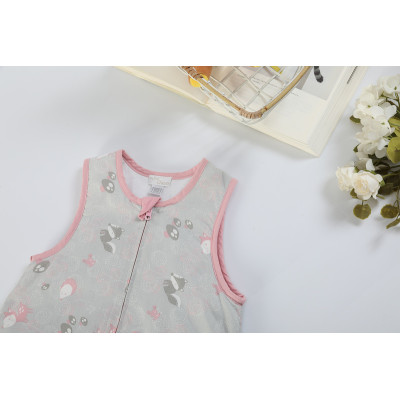 Wholesale Kids Sleeping Bag Printed With Lovely Gray & Pink Fox Patterns Baby sleeping bag with hood