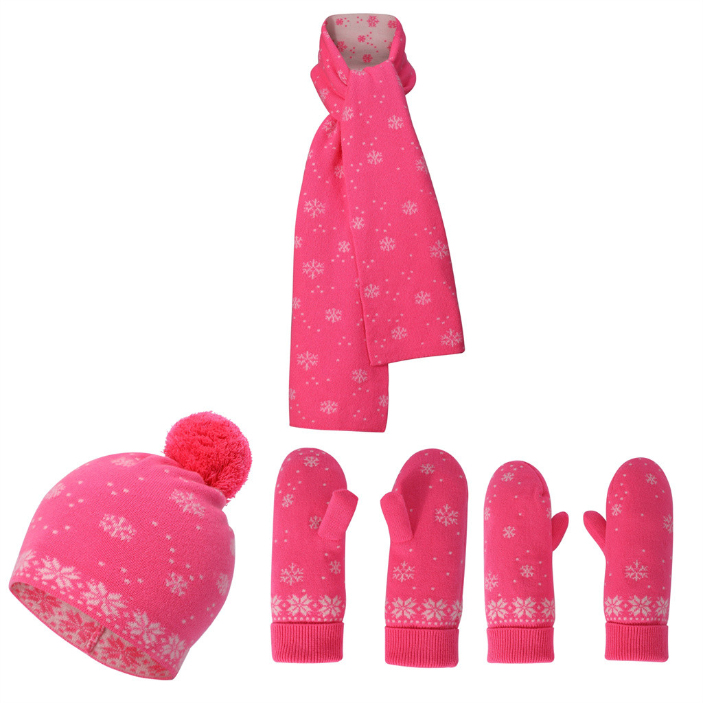 Flourescent Cashmere Hat, Gloves And Scarf Christmas Set For Christmas Season