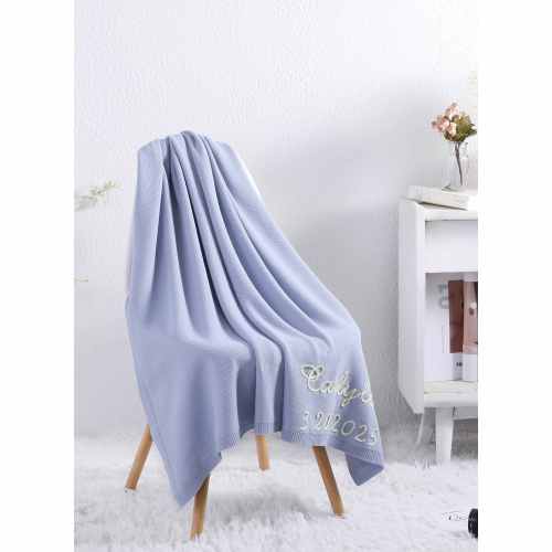 Hot Sale 100% Cotton Knitted Blanket With Hand Embroidery Pattern Hand-embroidered Knitted Blanket