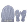 100% Cotton Hand-embroidered Beanie Knitted Beanie And Gloves Set With Hand Embroidery For Baby