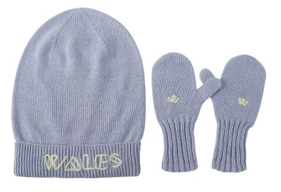 100% Cotton Hand-embroidered Beanie Knitted Beanie And Gloves Set With Hand Embroidery For Baby