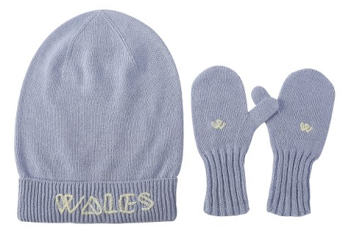 100% Cotton Hand-embroidered Beanie Knitted Beanie And Gloves Set With Hand Embroidery For Baby