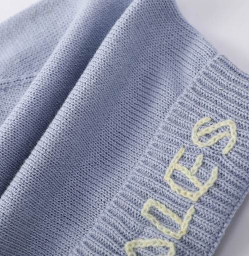 100% Cotton Hand-embroidered Beanie Knitted Beanie And Gloves Set With Hand Embroidery For Baby