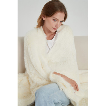 Ultra Soft 100% Nylon Jacquard Style Faux Mink Yarn Knitted Trow Blanket Wholesale From China Factory