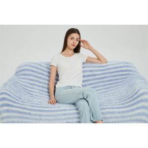 Supply Super Soft And Luxury 100% Nylon Stripe Version Faux Mink Yarn Knitted Trow Blanket From China