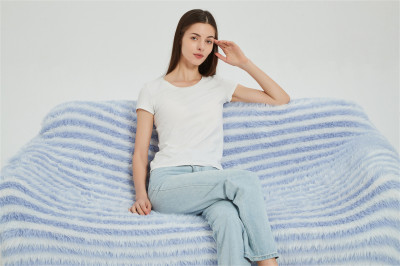 Supply Super Soft And Luxury 100% Nylon Stripe Version Faux Mink Yarn Knitted Trow Blanket From China