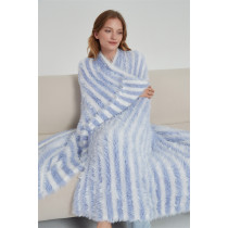 Supply Super Soft And Luxury 100% Nylon Stripe Version Faux Mink Yarn Knitted Trow Blanket From China