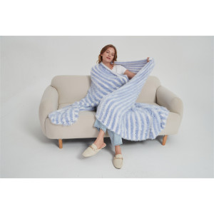 Supply Super Soft And Luxury 100% Nylon Stripe Version Faux Mink Yarn Knitted Trow Blanket From China