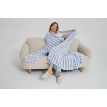 Supply Super Soft And Luxury 100% Nylon Stripe Version Faux Mink Yarn Knitted Trow Blanket From China