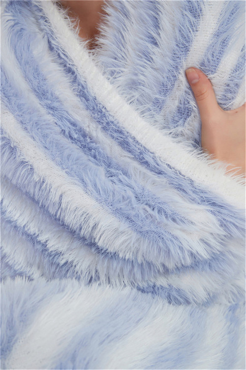 Supply Super Soft And Luxury 100% Nylon Stripe Version Faux Mink Yarn Knitted Trow Blanket From China