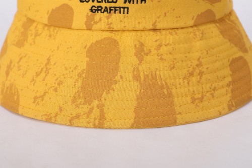 Supplier Fashion Print Woven Bucket Hats With Embroidery Print Bucket Caps Embroider Woven Caps