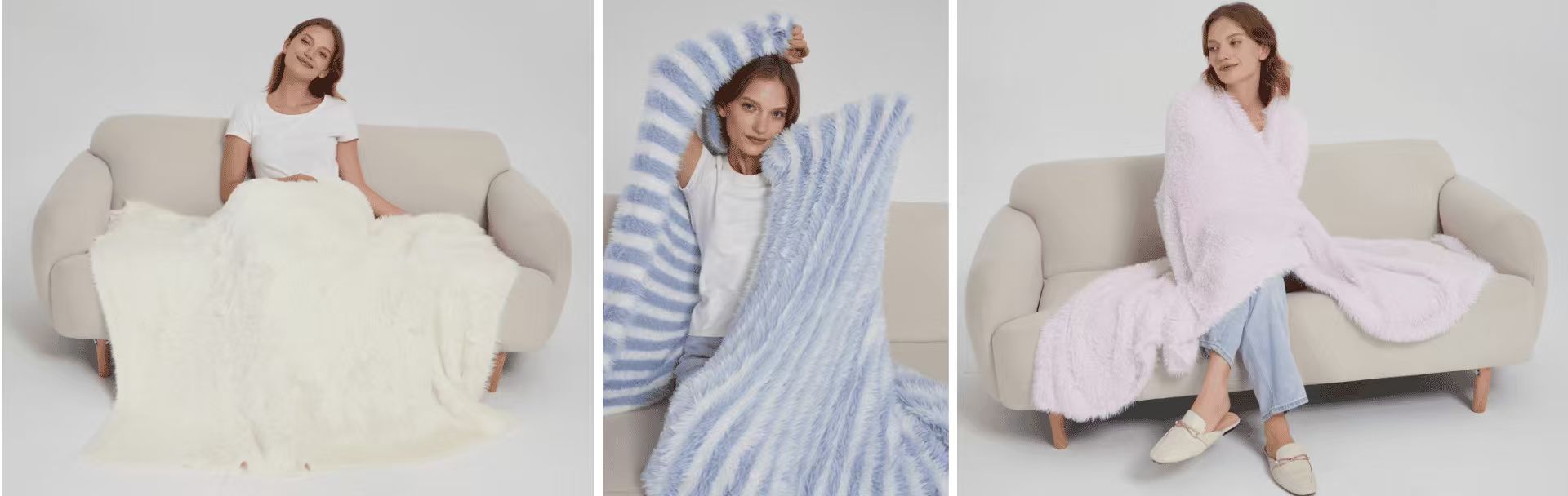 Faux Mink Yarn Knitted Blanket