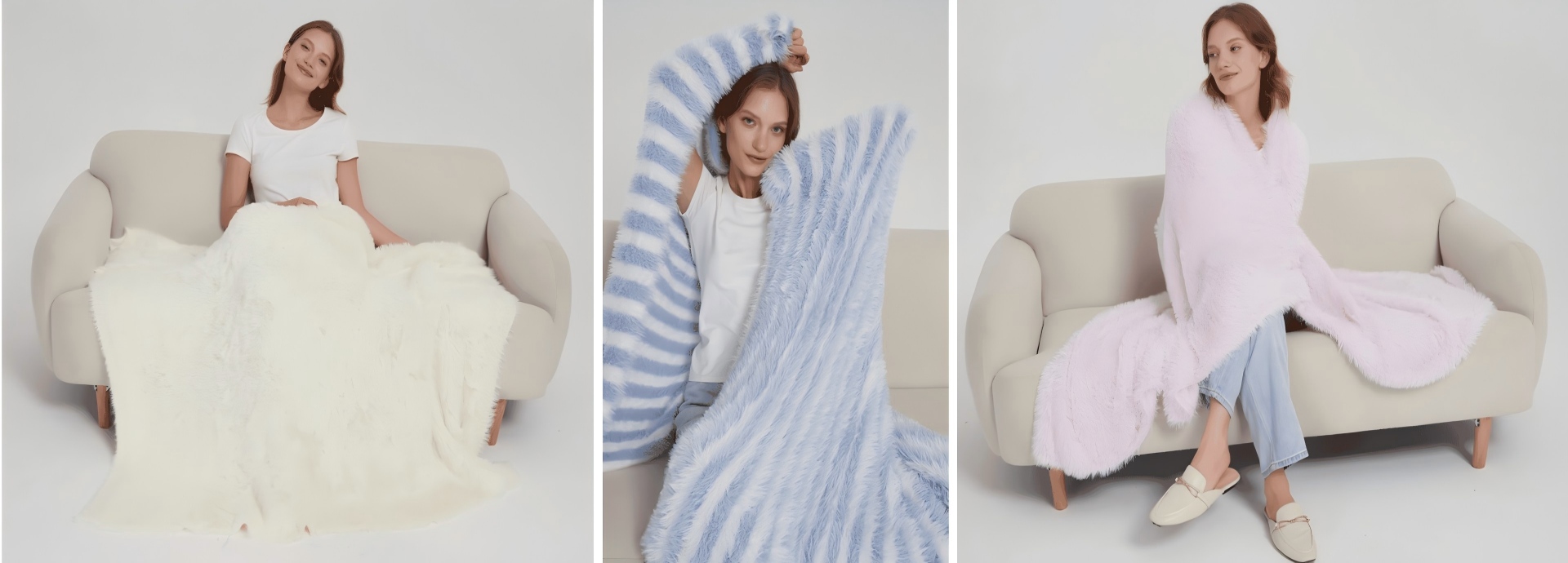 Faux Mink Yarn Knitted Blanket