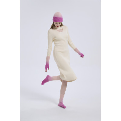 Supply Fashion Wool And Cashmere Dip-dye Accessories Dip-dye Beanie Dip-dye Gloves And Dip-dye Socks Set From China