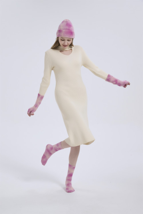 Supply Luxury Cashmere Tie-dye Accessories Tie-dye Beanie Tie-dye Gloves And Tie-dye Socks Set From China