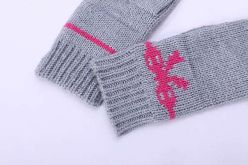 Wholesale Girls's Mitten Wool Cashmere Blend Soft Gloves With Jacquard Pattern Kids Cashmere Gloves