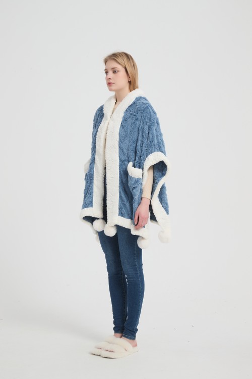 OEM Knitted Fabric Wearable Blanket Wholesale Soft Flannel Fabric Wearable Hooded Blanket From China