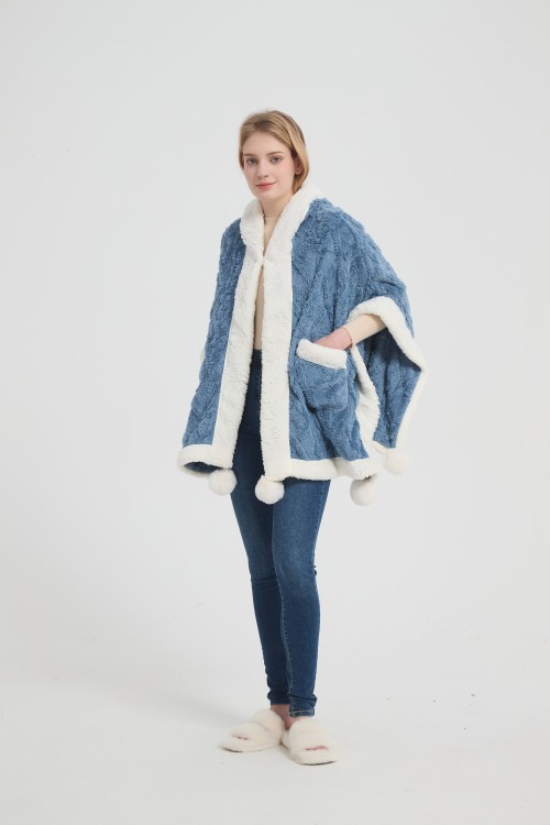 OEM Knitted Fabric Wearable Blanket Wholesale Soft Flannel Fabric Wearable Hooded Blanket From China