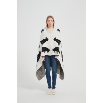 Supply Sweater Knit Hooded Blanket Super Soft Knitted Hooded Wearable Blanket Wholesale From China