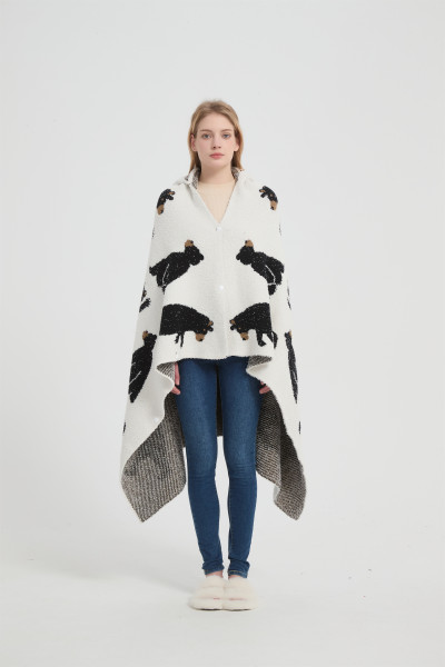 Supply Sweater Knit Hooded Blanket Super Soft Knitted Hooded Wearable Blanket Wholesale From China
