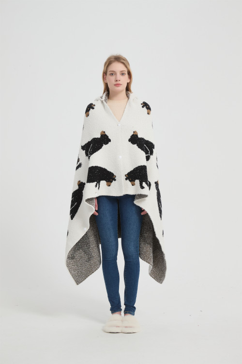 Supply Sweater Knit Hooded Blanket Super Soft Knitted Hooded Wearable Blanket Wholesale From China