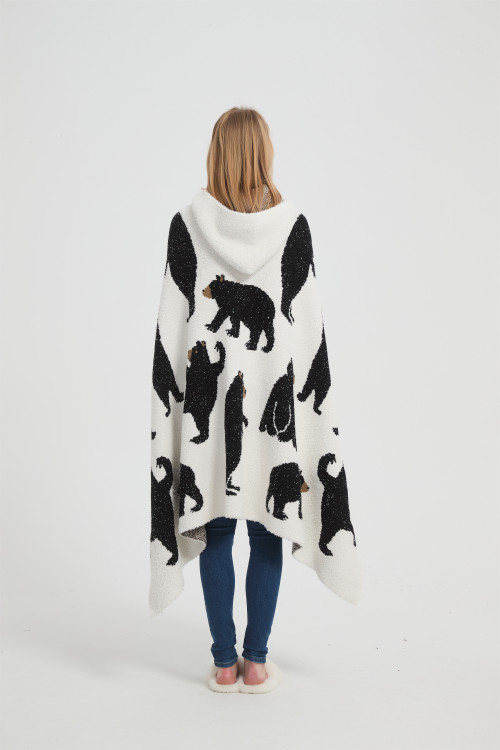 Supply Sweater Knit Hooded Blanket Super Soft Knitted Hooded Wearable Blanket Wholesale From China