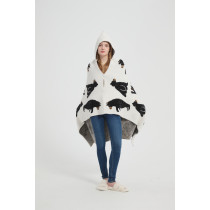 Supply Sweater Knit Hooded Blanket Super Soft Knitted Hooded Wearable Blanket Wholesale From China