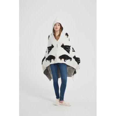 Supply Sweater Knit Hooded Blanket Super Soft Knitted Hooded Wearable Blanket Wholesale From China