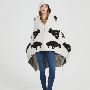 Supply Sweater Knit Hooded Blanket Super Soft Knitted Hooded Wearable Blanket Wholesale From China