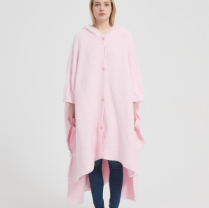 Manufacturer of Knit Hooded Wearable Blanket Hight Quality Knitted Hooded Blanket supplier From China