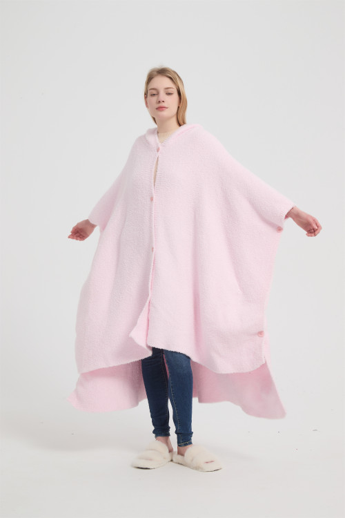 Manufacturer of Knit Hooded Wearable Blanket Hight Quality Knitted Hooded Blanket supplier From China