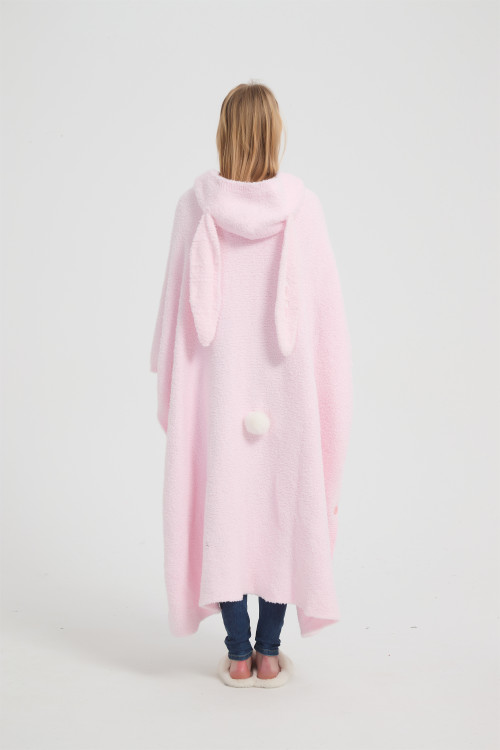 Manufacturer of Knit Hooded Wearable Blanket Hight Quality Knitted Hooded Blanket supplier From China